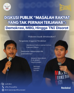 Diskusi Publik “Masalah Rakyat Yang Tak Pernah Terjawab”: Demokrasi, MBG, Hingga TNI Disorot