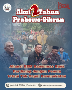 Aksi Dua Tahun Prabowo-Gibran, Aliansi BEM Banyumas Raya Berdialog dengan Pemda tetapi Tak Capai Kesepakatan